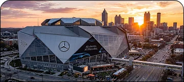 Mercedes-Benz Stadium in sunset