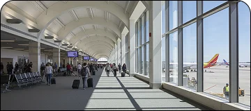 Modern airport concourse.
