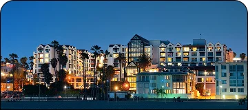 Santa Monica Pier at sunset.