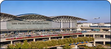 San Francisco International Airport outer view on a sunny day.